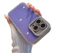 Defendcase New Double-Sided Diamond-Embedded Case for iPhone, Solid Color Anti-Drop All-Inclusive Phone Cases, Double Sided Diamond Phone Cases for iPhone 16/15/14/13/12 Series (Purple,For 14Pro)