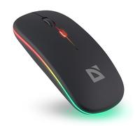 Defender Coda MB-261 Souris sans fil Bluetooth et 2,4 GHz, rechargeable, design fin, clic silencieux, 1600 DPI, souris sans fil pour ordinateur portable, tablette (noir)