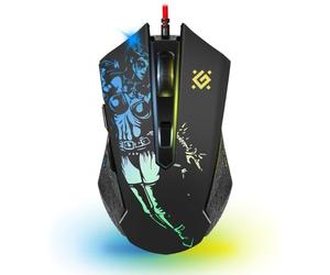 Defender Sin'Sister GM-933 Souris de jeu ergonomique filaire avec boutons latéraux, capteur 7200 DPI, 6 réglages DPI, éclairage RVB, 5 boutons programmables, USB, PC/Mac, noir