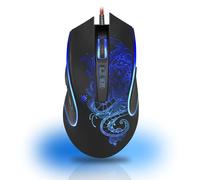 Defender Venom GM-640L Raton Gaming, éditeur de macros, sélecteur DPI (1200/1600/2400/3200) avec rétroéclairage et revêtement en Caoutchouc