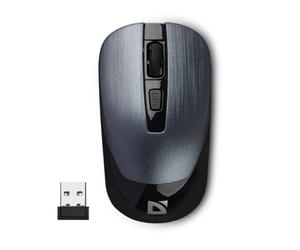 Defender® Wave Souris sans fil - 2,4 GHz sans fil, touches silencieuses, 1600 DPI, capteur optique, ergonomique, ultra légère 50 g, pieds coulissants PTFE, design symétrique, gris, pour PC, ordinateur