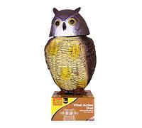 Defenders STV965 Chouette actionnée par le vent (effaroucheur réaliste, éloigne les oiseaux des jardins), grise, taille unique