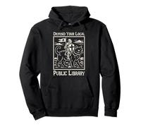 Défendez Votre bibliothèque publique Locale | Funny Knight Riding Cat Sweat à Capuche