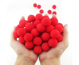 Defgeph Lot de 50 boules rouges en éponge douce de 2,5 cm pour gros plan, accessoire de comédie classique (rouge, 2,5 cm)
