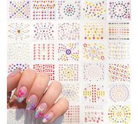 DEFGNOP 30 Feuilles Autocollants pour Ongles, Auto-adhésif Nail Art Sticker, Jolies Fleurs, Cœurs, Papillons, Stickers pour Ongles pour Enfants, DIY Design