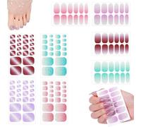 DEFGNOP 8 Feuilles 136 PièCes, Ongle Gel Autocollant, Couleur DéGradéE, Set D'Autocollants Pour Ongles D'Orteil, Autocollant Ongle, Autocollants Pour Ongles RéSistants à L'Eau Avec Paillettes