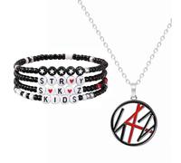 DEFGNOP Stray Kids Ensemble de Bracelets, Colliers avec 4 Cracelets en Acrylique et 2 Photocard, Cadeaux Kpop, Article Indispensable pour Les Fans de Kpop, Bracelet et Collier pour Hommes et Femmes