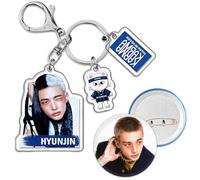 DEFGNOP Stray-Kids Merch Kpop, Porte-clés et Badges, Accessoires Kpop Pendentif Acrylique pour Porte-clés, Accessoires à Suspendre pour Sacs à Dos (KARMA, HYUNJIN)