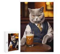 Défi Créatif - British Shorthair Cat Pub, 1000 PCS, Puzzle À Exposer, Décoration Intérieure De Saison - pour Les Passionnés Qui Aiment Les Détails