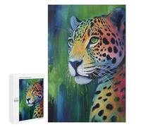 Défi Créatif - Colorful Leopard Painting, 1000 PCS, Jeu D’Assemblage en Bois, Décoration du Nouvel an; pour Les Couples, Amis Et Familles