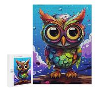 Défi Créatif - Colorful Rainbow Owl Art-1, 500 PCS, Jeu D’Assemblage en Bois, Décoration du Nouvel an; pour Les Couples, Amis Et Familles