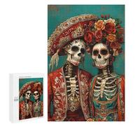 Défi Créatif - Day of The Dead Couple Art Print-3, 1000 PCS, Puzzle Décoratif, Projet Puzzle du W nd; pour Les Couples, Amis Et Familles