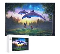 Défi Créatif - Dolphins in The Sky, 1000 PCS, Puzzle À Exposer, Cadeau De Fin D’année; pour Les Couples, Amis Et Familles