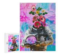 Défi Créatif - Flower Astronaut, 500 PCS, Puzzle À Exposer, Cadeau De Fin D’année; pour Les Couples, Amis Et Familles