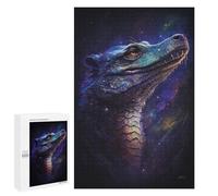 Défi Créatif - Galactic Crocodile Art Print-19, 1000 PCS, Jeu D’Assemblage en Bois, Décoration du Nouvel an; pour Les Couples, Amis Et Familles