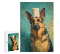 Défi Créatif - German Shepherd Chef Hat-1, 1000 PCS, Jeu D’Assemblage en Bois, Cadeau De Saison; pour Partager Un Moment Autour De La Table