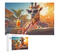 Défi Créatif - Giraffe in Sunglasses with Cocktail, 1000 PCS, Puzzle Décoratif, Décoration Intérieure De Saison, pour Un Loisir Créatif en Intérieur