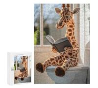 Défi Créatif - Giraffe Reading on The Toilet, 300 PCS, Jeu D’Assemblage en Bois, Activité sans Écran, pour Se Détendre À La Maison sans Écran