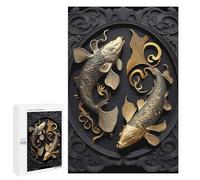 Défi Créatif - Golden Eternal Flow Fish, 1000 PCS, Jeu D’Assemblage en Bois, Cadeau De Saison; pour Partager Un Moment Autour De La Table