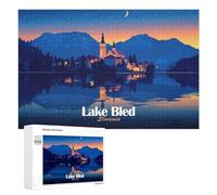 Défi Créatif - Lake Bled Slovenia at Night, 1000 PCS, Jeu D’Assemblage en Bois, Attention À Offrir - pour Les Passionnés Qui Aiment Les Détails