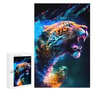 Défi Créatif - Neon Tiger Roar -2, 1000 PCS, Puzzle À Exposer, Cadeau De Fin D’année; pour Les Couples, Amis Et Familles
