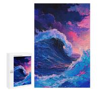 Défi Créatif - Ocean Wave Art Print-1, 1000 PCS, Jeu D’Assemblage en Bois, Décoration du Nouvel an; pour Les Couples, Amis Et Familles