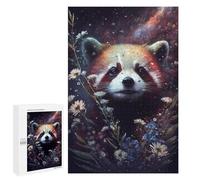 Défi Créatif - Red Panda in Space Flowers, 1000 PCS, Jeu D’Assemblage en Bois, Décoration du Nouvel an; pour Les Couples, Amis Et Familles