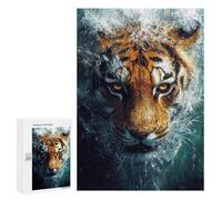 Défi Créatif - Tiger in Water Painting, 300 PCS, Puzzle À Exposer, Soirée Puzzle en Famille - À Assembler, Encadrer Et Exposer