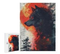 Défi Créatif - Wolf Blood Moon, 500 PCS, Puzzle À Exposer, Soirée Puzzle en Famille - À Assembler, Encadrer Et Exposer