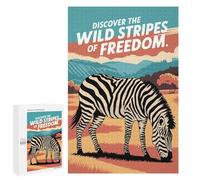 Défi Créatif - Zebra Wild Stripes of Freedom, 1000 PCS, Puzzle-Image en Bois, Attention À Offrir; pour Partager Un Moment Autour De La Table