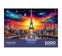 Défi De Jeu Éducatif 1000 Pièces Iconic Vibrant Skies - Carton Premium Nuit à l'Eiffel pour Adolescents (12-18 Ans) & Meilleur Cadeau pour Amateurs De Puzzles 38x26cm/1000pcs