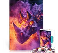 Défi Difficile Dinosaure Tricératops Sombre Puzzle 1000 pièces pour Adultes 50x75cm Décoration d'intérieur et Cadeaux Uniques Convient aux 14 Ans et Plus