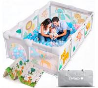 DeFieltro Parc pour bébé de la SELVA 120 x 120 cm - Parc bébé avec maille respirante et pliable antidérapant tapis rembourré (150 x 180 cm)