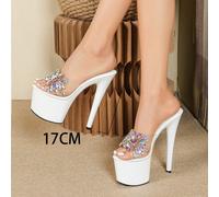 Défilé de mannequins de pole dance de style européen et américain, sandales à talons aiguilles transparentes en cristal pour soirée de mariage printemps-été, boîte de nuit respirante et à la mode CN34