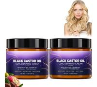 Defines Curls Black Castor Oil Curl Cream,Curling Cream For Black Hair，2PC | Moisturizing Curl Defining Cream with Olive Oil,Curl Defining Cream for Wavy,Curly and Coily Hair,Leave-In Styling Creams