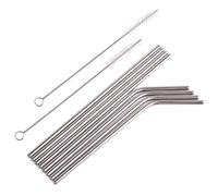 Définissez 8 pailles métalliques Inox pour une utilisation multiple + 2x pinceau