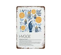 Définition du Hygge, impression d'art populaire de style scandinave, mot danois, décoration murale vintage en métal, décorations amusantes pour la maison, le bar, le café, la ferme, affiche 20 x 30 c