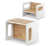 defiPad Banc en Bois évolutif pour Enfants - Modulable en Table et siège - 2 hauteurs d'assise - Élément de mobilier pour Aire de Jeux (Blanc + Chêne)