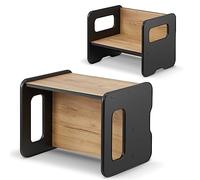 defiPad Banc en Bois évolutif pour Enfants - Modulable en Table et siège - 2 hauteurs d'assise - Élément de mobilier pour Aire de Jeux (Noir + Chêne)