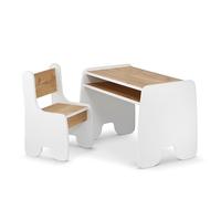 defiPad Table pour enfant avec chaise, stable et durable, fabriquée en UE, ensemble de sièges pour enfants, table de coloriage pour enfants, ensemble de sièges pour chambre d'enfant, blanc et chêne
