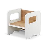 defiPad Tabouret pour Enfant | Tabouret élégant Double Face | Fauteuil Enfant à partir de 1 an | Chaise pour Enfant en Bois | Chaise Transformable en Table (Blanc + Chêne)