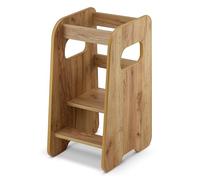 defiPad Tour d Observation Enfant Montessori - Stable & Sécurisée, Hauteur réglable sur 3 Niveaux - Tour d'apprentissage - Fabriqué en Europe - Learning Tower/Toddler Tower - Chêne