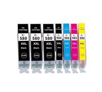 DEFIYAN Cartouche d'encre de Remplacement 580XXL 581XXL, Compatible PGI-580XXL CLI-581XXL, Paquet de 5 Cartouches d'encre PGBK BK C M Y(1SET and 2 Black)