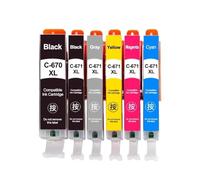 DEFIYAN Jeu de Cartouches d'encre compatibles PGI-670xl CLI-671xl, Compatible avec MG5760 MG5765 MG5766 MG6860 MG6865 MG7760 MG7765 MG7766(6COLOR 1SET)