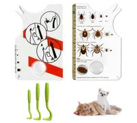 DEFIYEAR Lot de 2 cartes à tiques, 3 pinces à tiques pour chien, chat, humain, nettoyage rapide des tiques, pour humains, enfants, chiens, chats, avec loupe