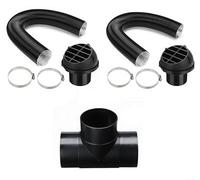 Déflecteur d'aération de chauffage de 60 mm avec deux conduits flexibles et raccord de jonction en T conçu pour les modèles Webasto et chauffages de stationnement (A)