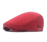 Déflecteur de fenêtre pour homme en maille respirante - Chapeau d'été Newsboy - Béret plat - Visière de nuit pour la conduite, Rouge, Taille unique