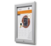 Deflecto Cadre à clipser A4 - Cadre à clip verrouillable en aluminium argenté pour affichage mural - Support de certificat et d'affiche avec clips d'ouverture pratiques sur le devant - Cintre élégant