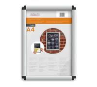 Deflecto Cadre Clipsable A4 Mural Résistant à l'Eau - Profil 25mm Aluminium Argent - Présentoir Publicitaire Professionnel