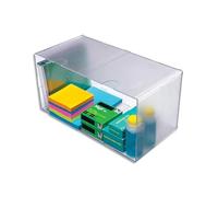 DEFLECTO Cube Double Transparent en polystyrène, système modulable - 30,5 x 15,3 x 15,3 cm